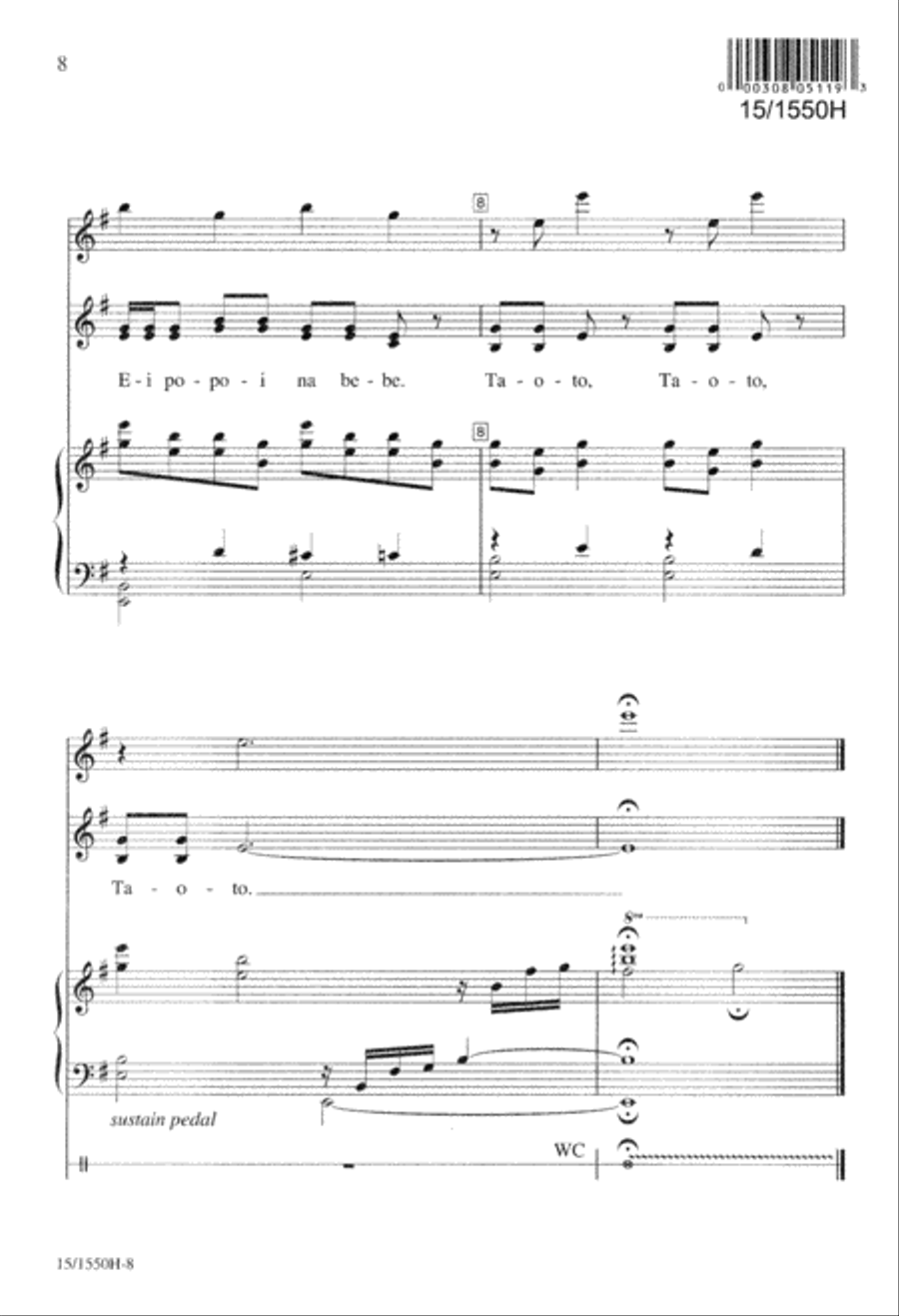 Three Pacific Island Lullabies Unison Choir scores gallery preview page 9