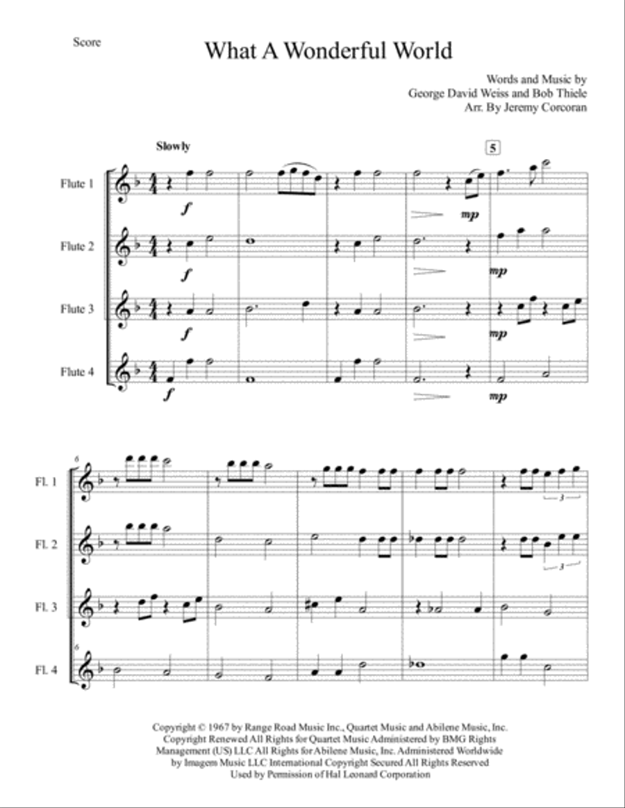 What A Wonderful World What A Wonderful World Woodwind Quartet scores gallery preview page 2