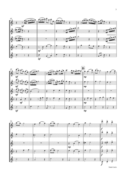 Santa Lucia - Italian Folk Song - Here in the twighlight - Flute Quintet