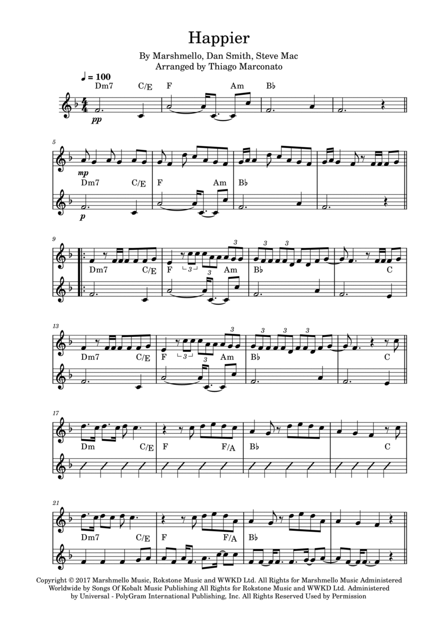 Happier Happier Piano scores gallery preview page 1