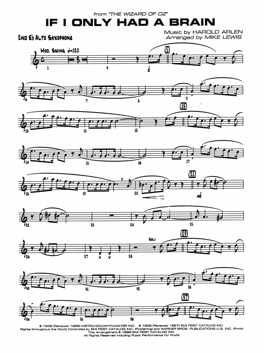If I Only Had a Brain: 2nd E-flat Alto Saxophone