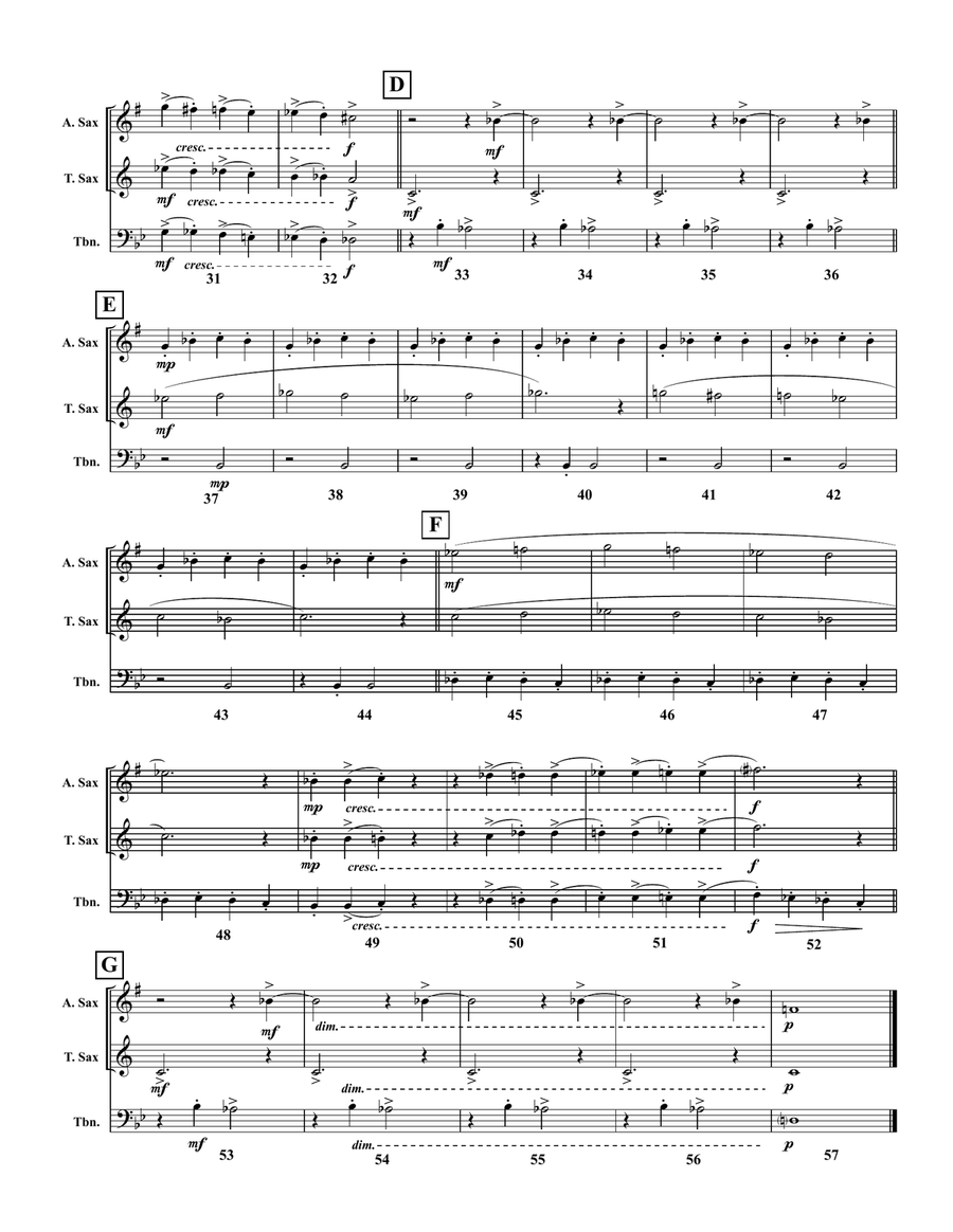 Let Time Pass, for Alto Sax, Tenor Sax & Trombone (Score only) Small Ensemble scores gallery preview page 2