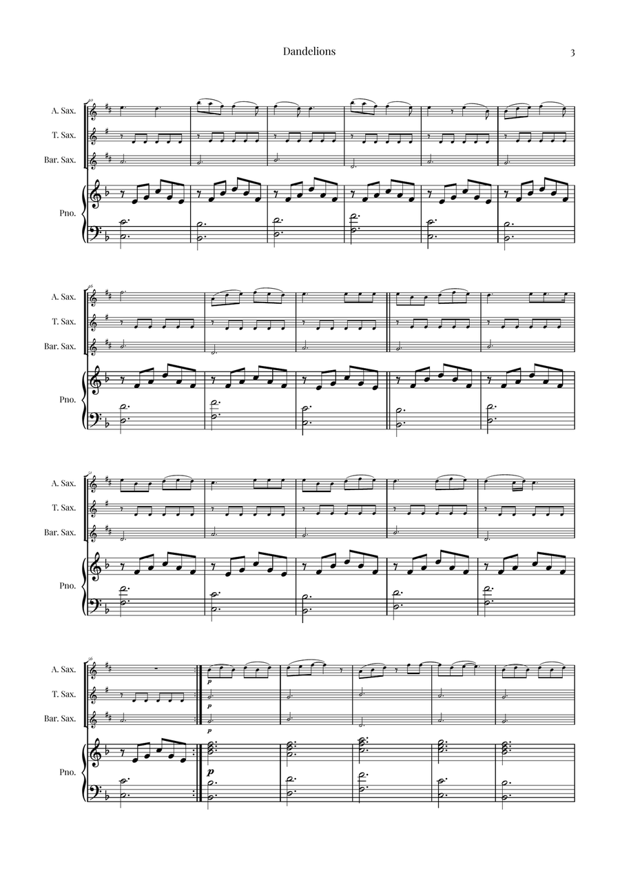Dandelions Woodwind Trio scores gallery preview page 3
