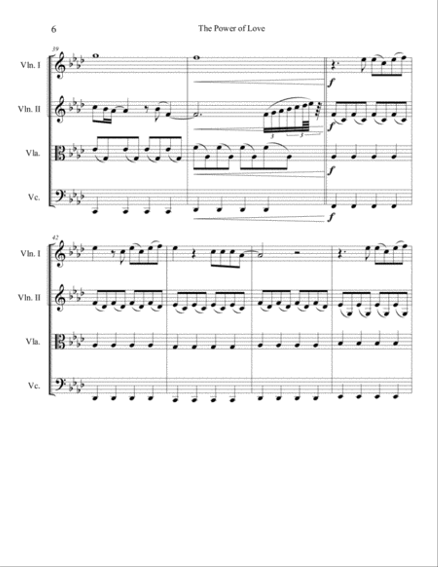 The Power Of Love The Power Of Love String Quartet scores gallery preview page 6