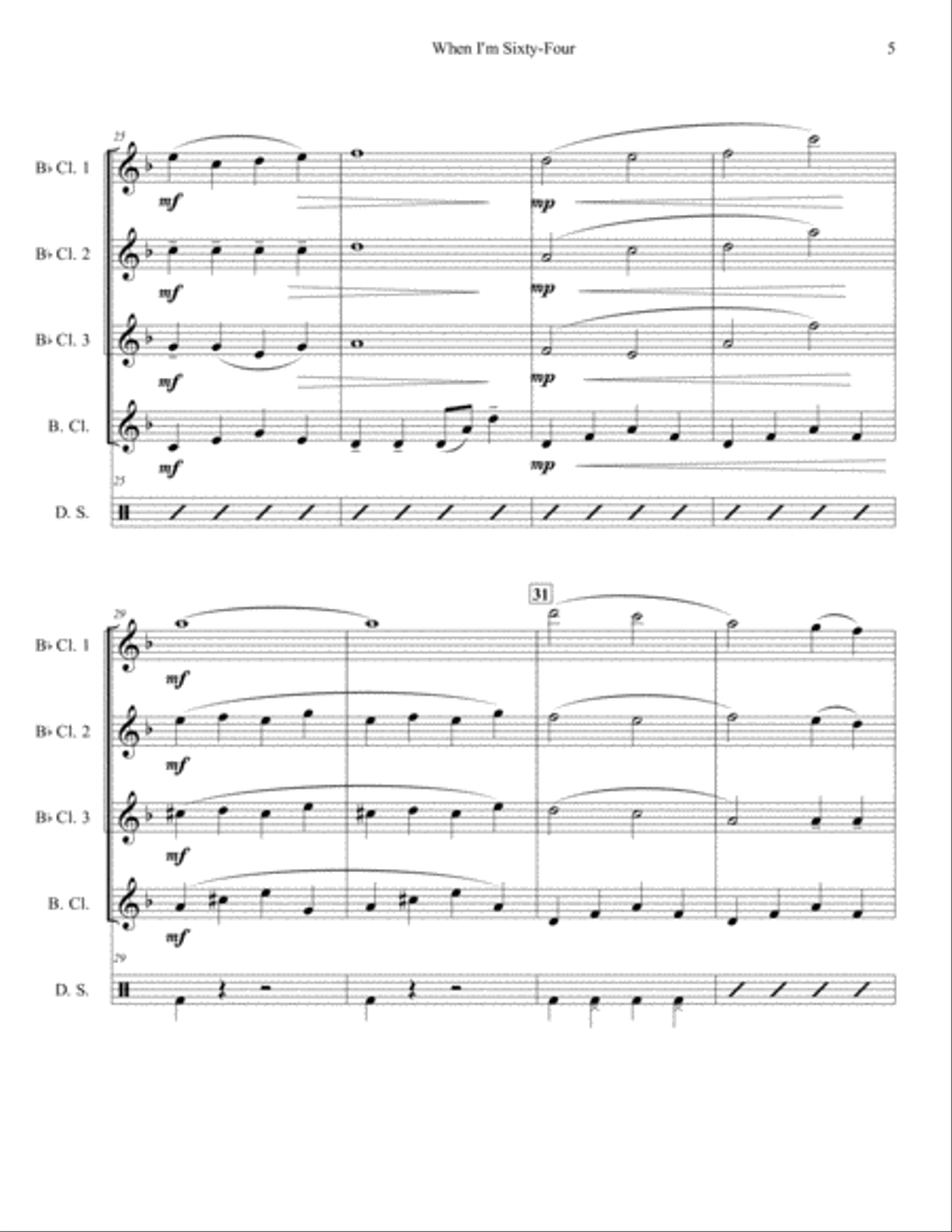 When I'm Sixty-four Woodwind Quartet scores gallery preview page 5