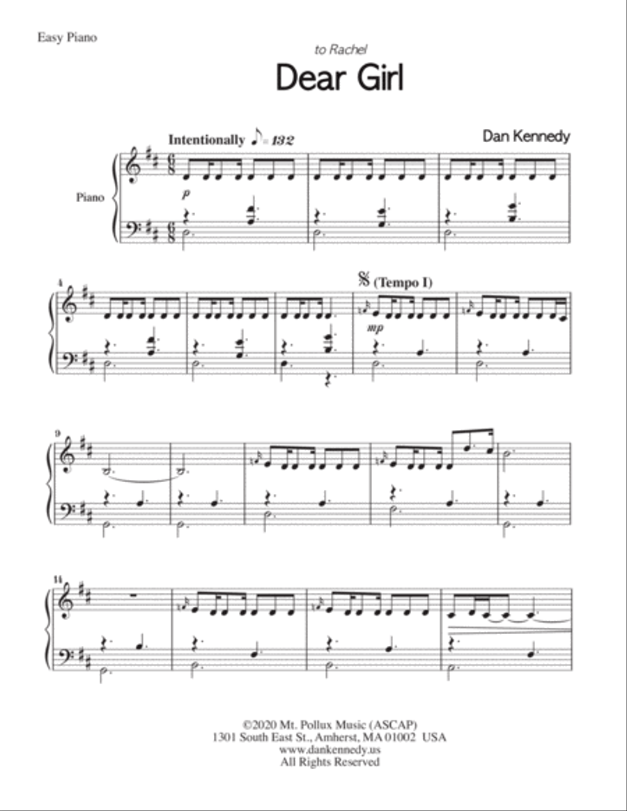 Dear Girl (Easy Piano) Easy Piano scores gallery preview page 2