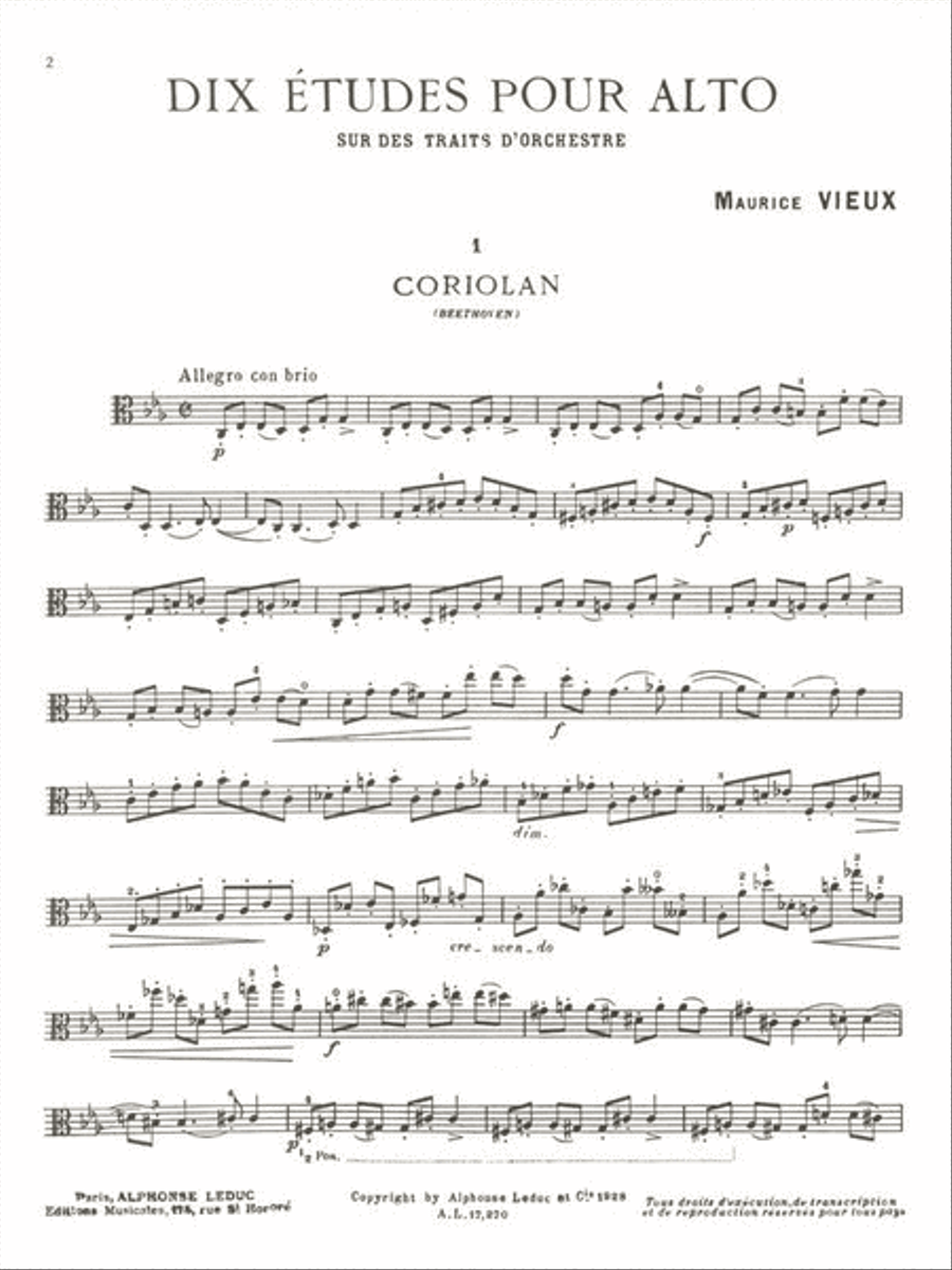 Dix Etudes pour Alto Viola Solo scores gallery preview page 2