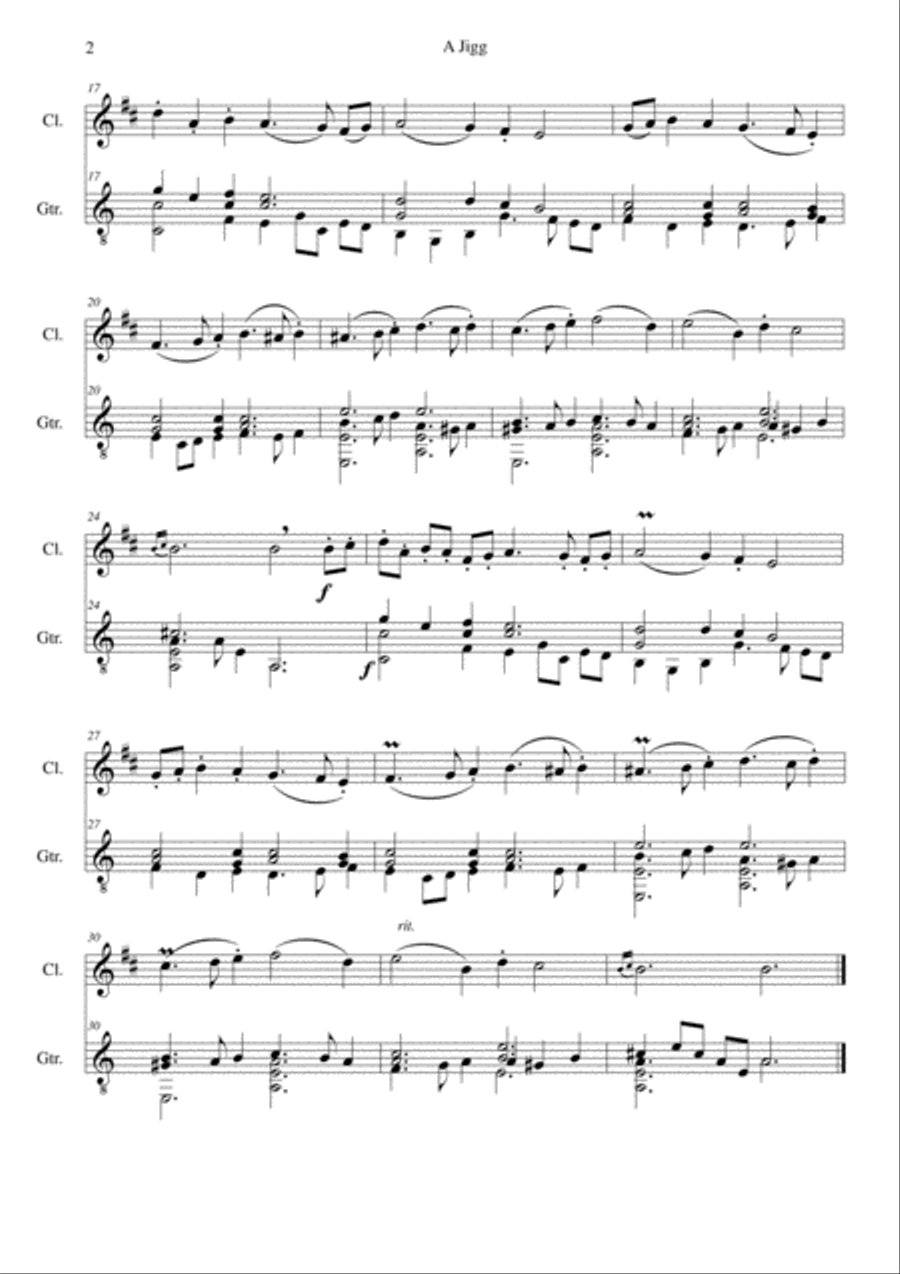 Byrd's Jigg for clarinet and guitar Clarinet scores gallery preview page 2