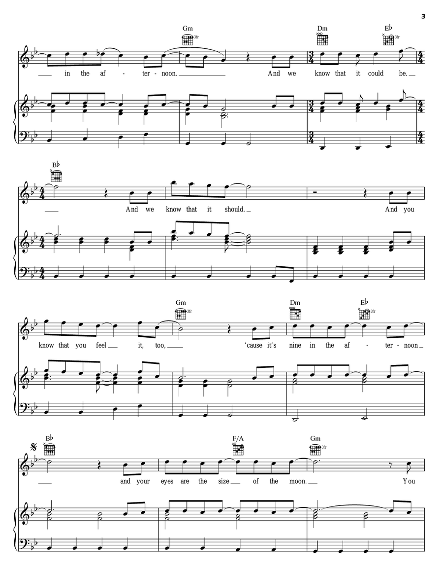 Nine In The Afternoon Piano, Vocal, Guitar scores gallery preview page 3