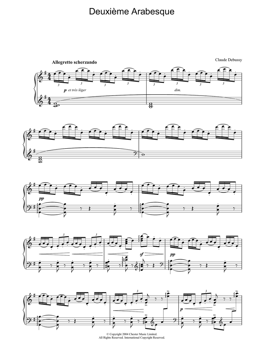 DeuxiÈme Arabesque Piano Solo scores gallery preview page 1