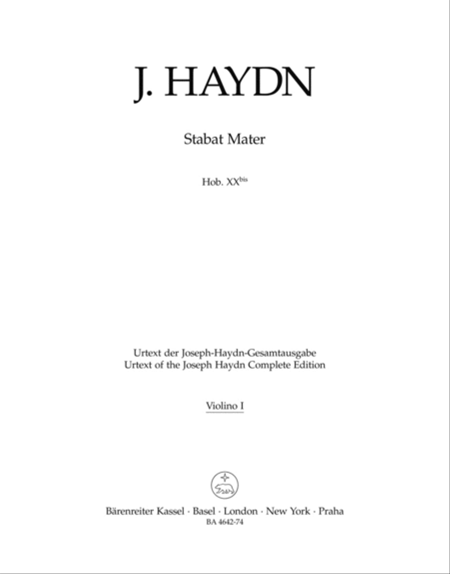 Stabat Mater Hob. XX bis Violin scores gallery preview page 1