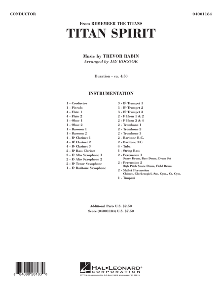 Titan Spirit (Theme from "Remember the Titans") - Full Score
