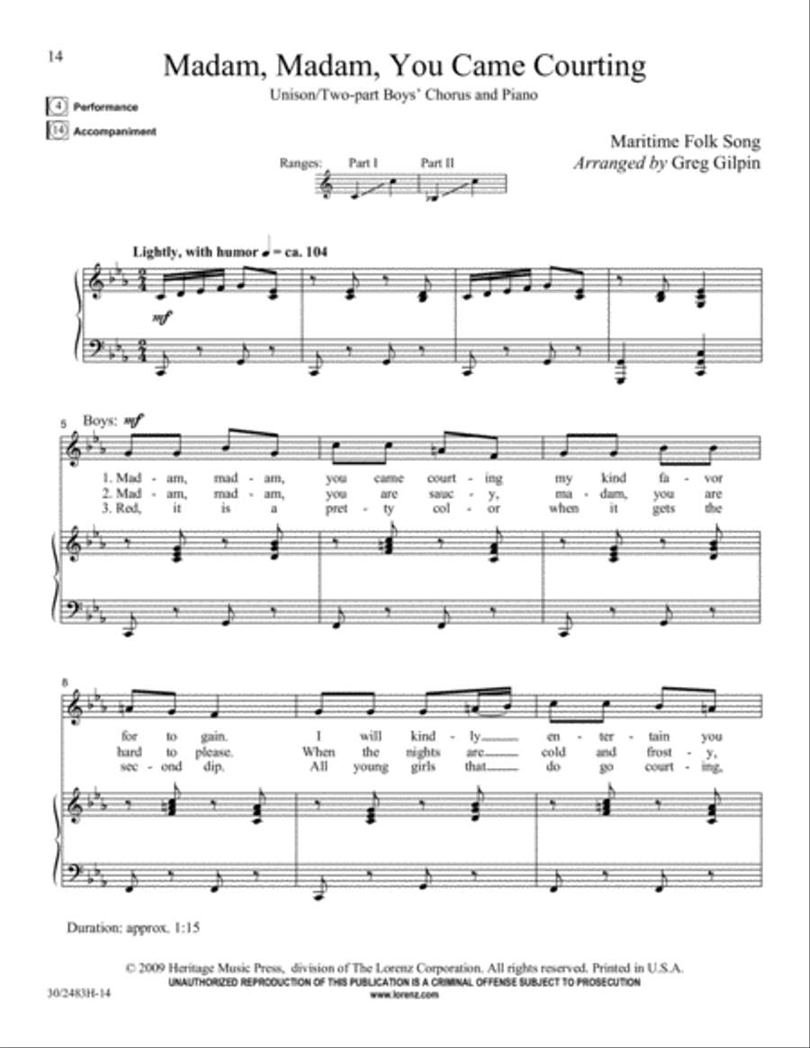 Friends to the North and Friends to the South Unison Choir scores gallery preview page 15