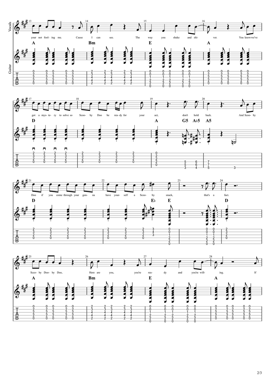 Scooby Doo, Where Are You? Guitar scores gallery preview page 2