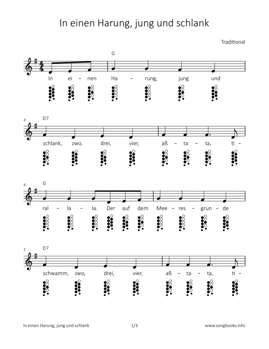 In einen Harung, jung und schlank ocarina scores gallery preview page 1