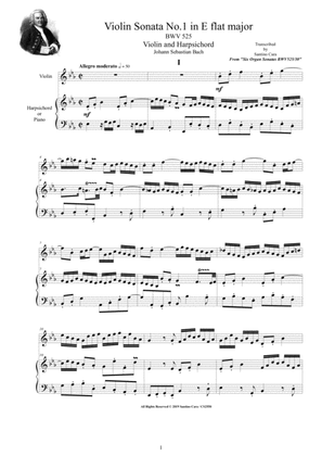 Bach - Violin Sonata No.1 in E flat major BWV 525 for Violin and Harpsichord (or Piano)