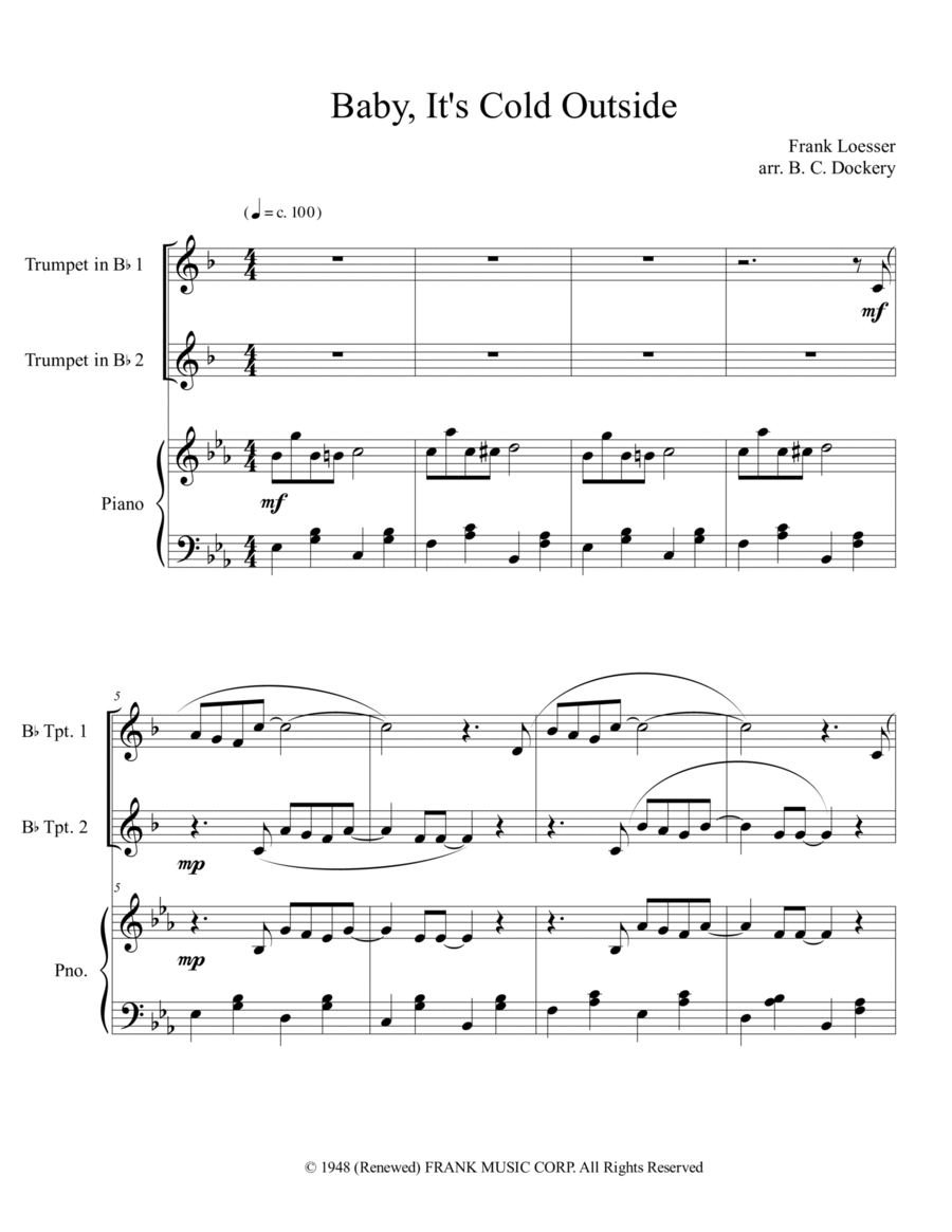 Baby, It's Cold Outside Trumpet Duet scores gallery preview page 1