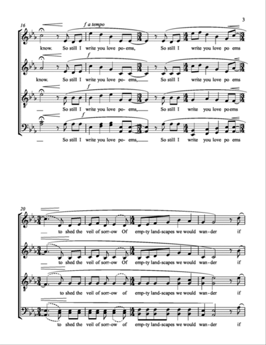 For SATB Music by Jennifer Tibbetts and words by Thomas J. Fallica 4-Part scores gallery preview page 3