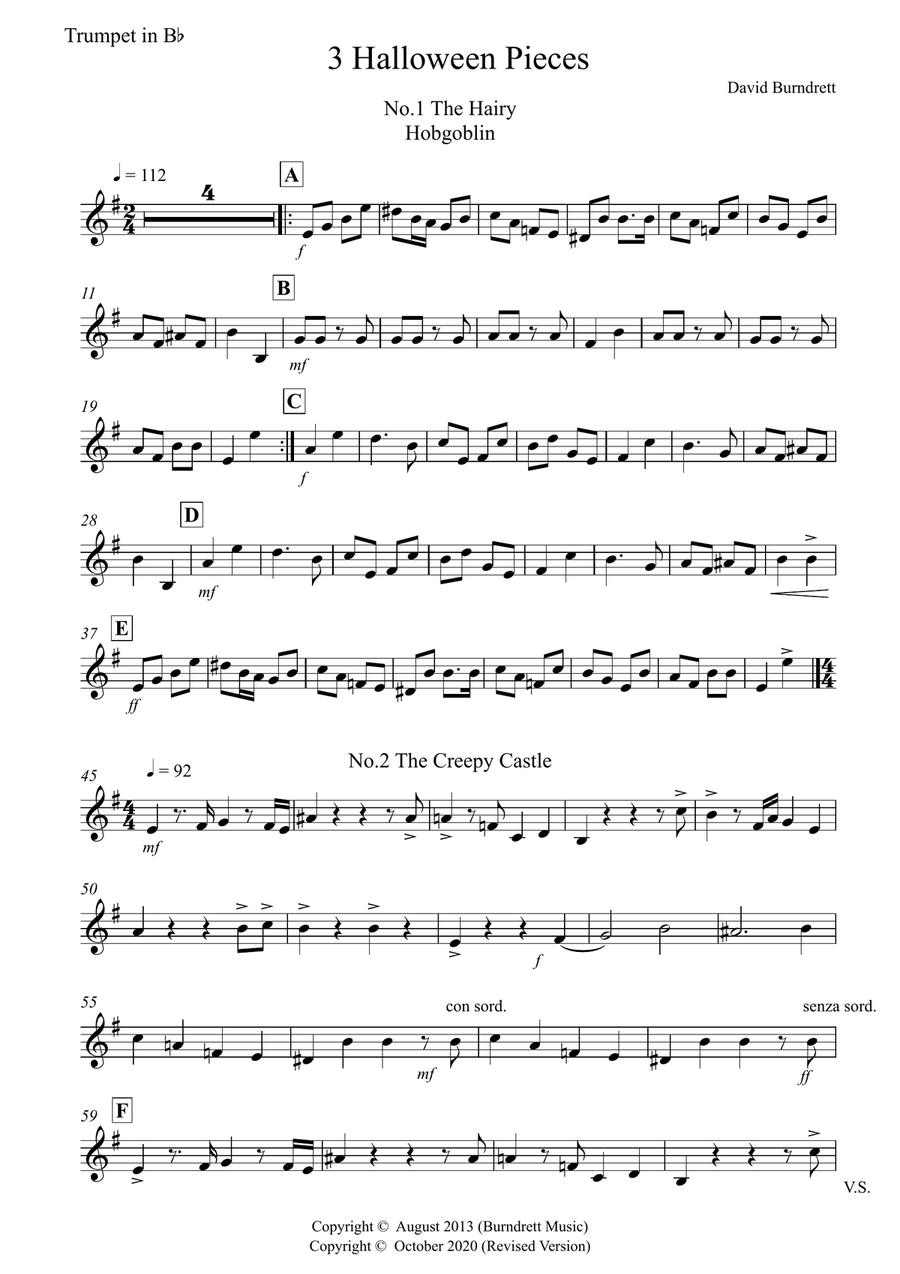 3 halloween Pieces for Trumpet And Piano Trumpet Solo scores gallery preview page 5