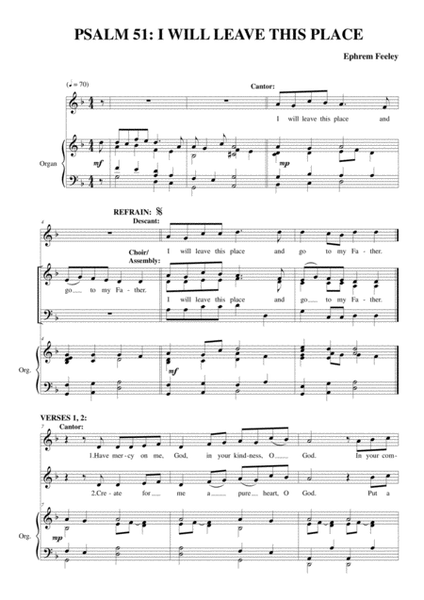 Psalm 51: I will Leave this Place 3-Part - Digital Sheet Music