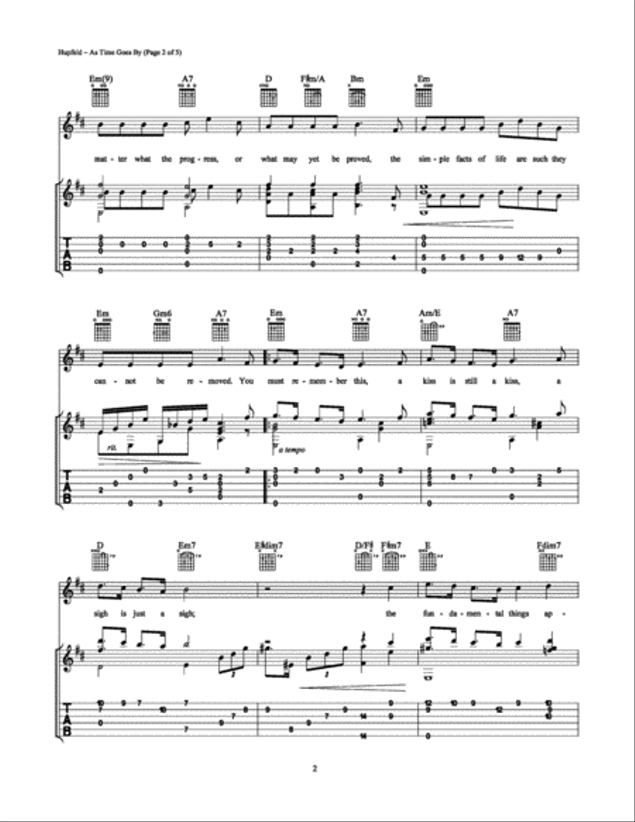 As Time Goes By Guitar Tablature scores gallery preview page 2