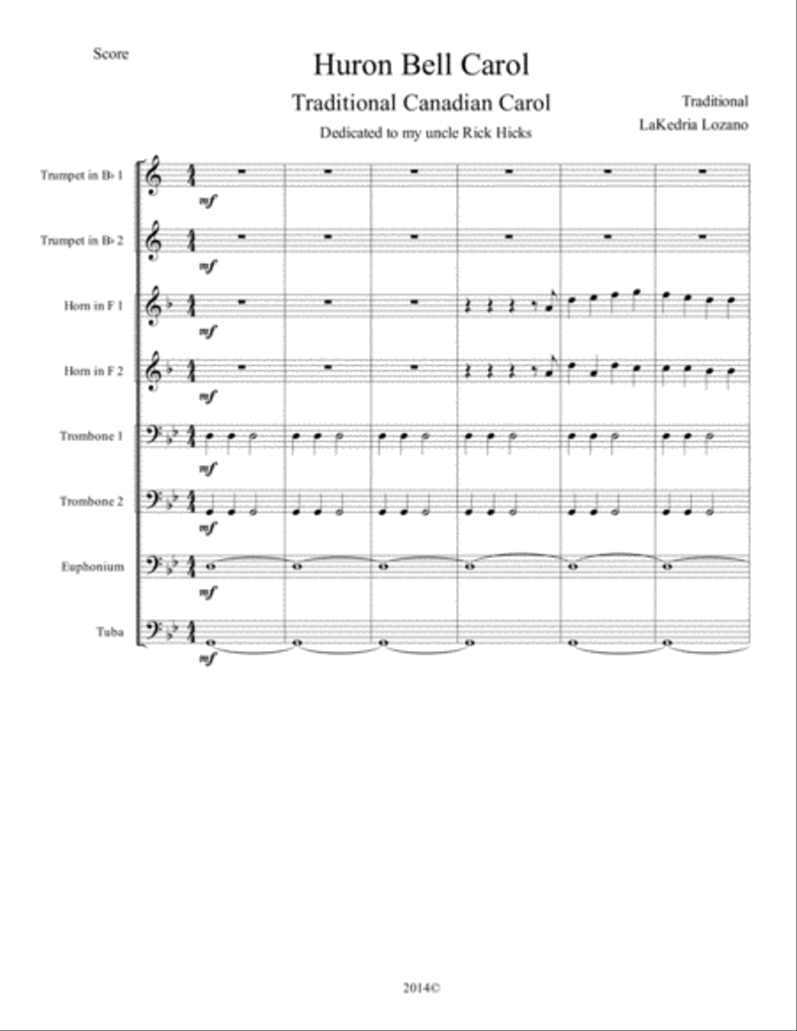 Huron Bell Carol Brass Ensemble scores gallery preview page 1