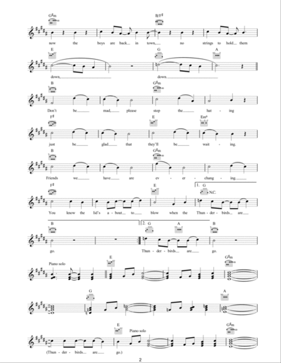 Thunderbirds Are Go Thunderbirds Are Go Piano scores gallery preview page 2