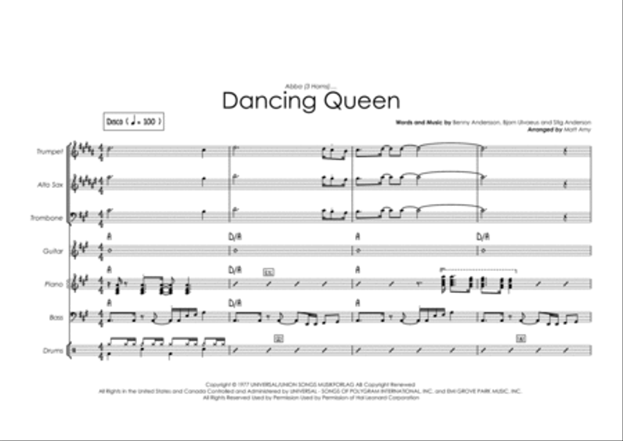 Dancing Queen Jazz Ensemble scores gallery preview page 1