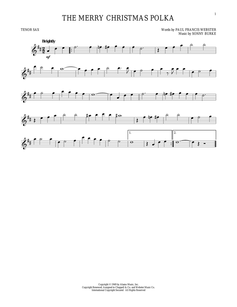 The Merry Christmas Polka Tenor Saxophone scores gallery preview page 1