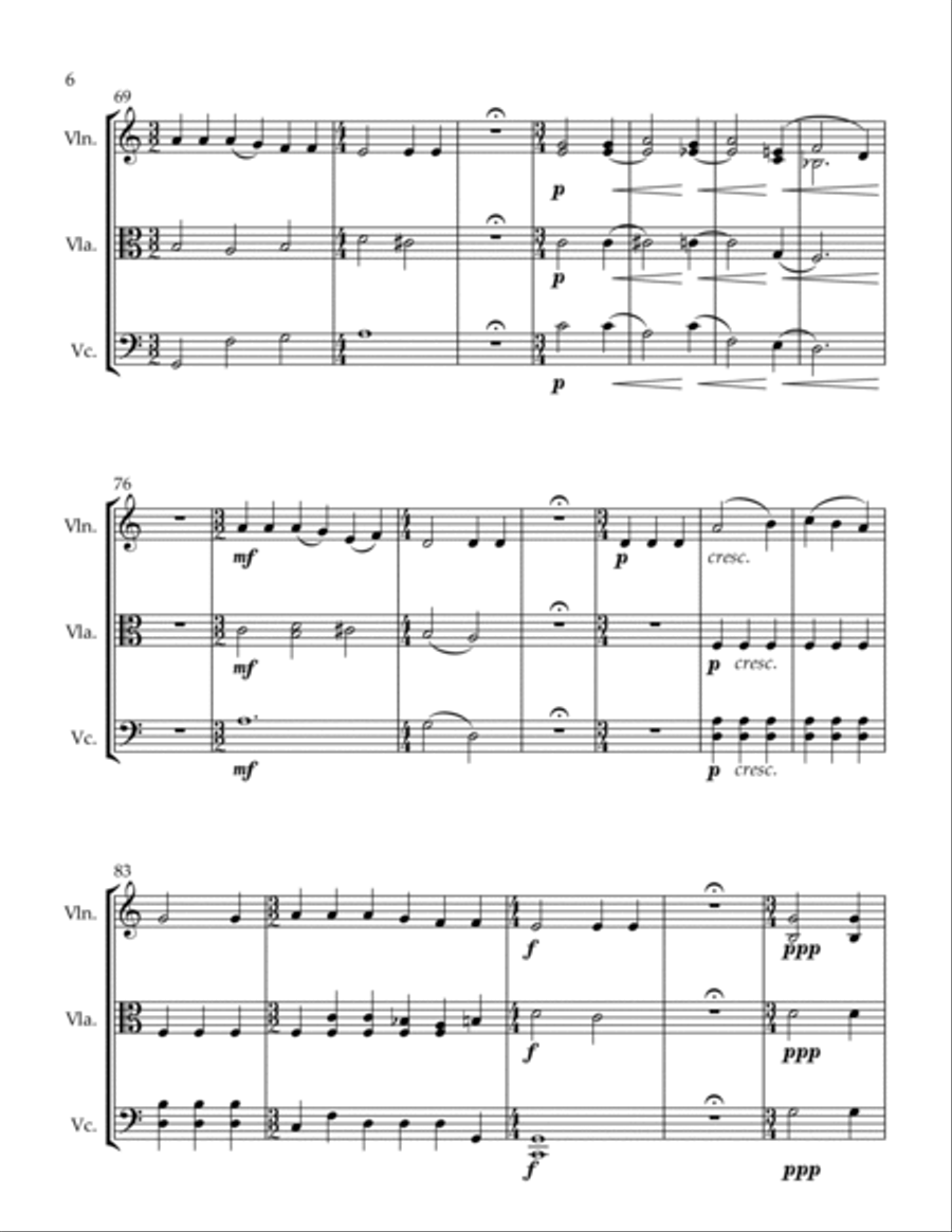 3 Trios Mr. White Goes to Jail Dinner at My House Cock-a-doodle-doo String Trio scores gallery preview page 6