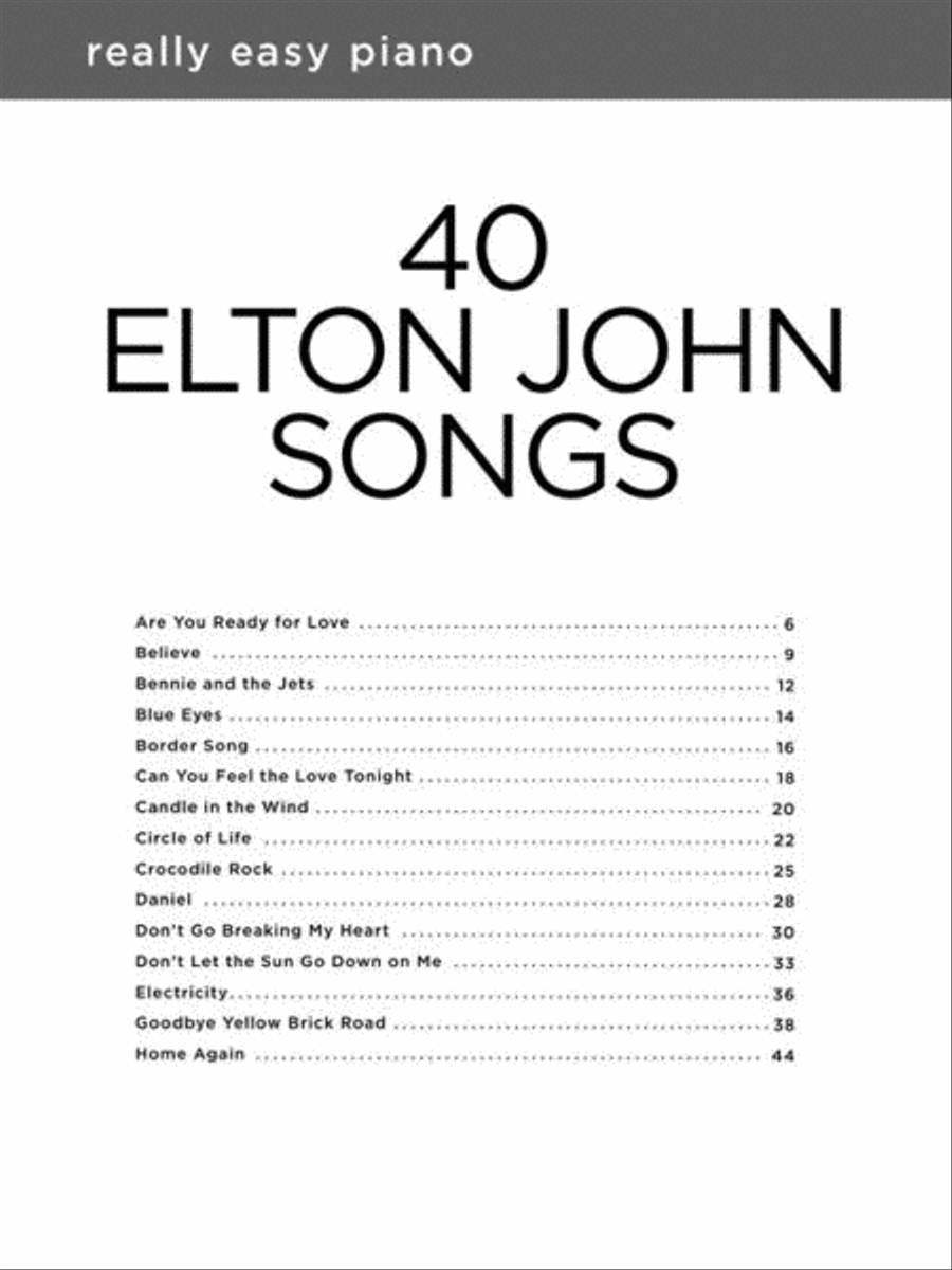 40 Elton John Songs 40 Elton John Songs Easy Piano scores gallery preview page 4