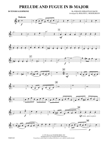 Prelude and Fugue in B-Flat Major: B-flat Tenor Saxophone