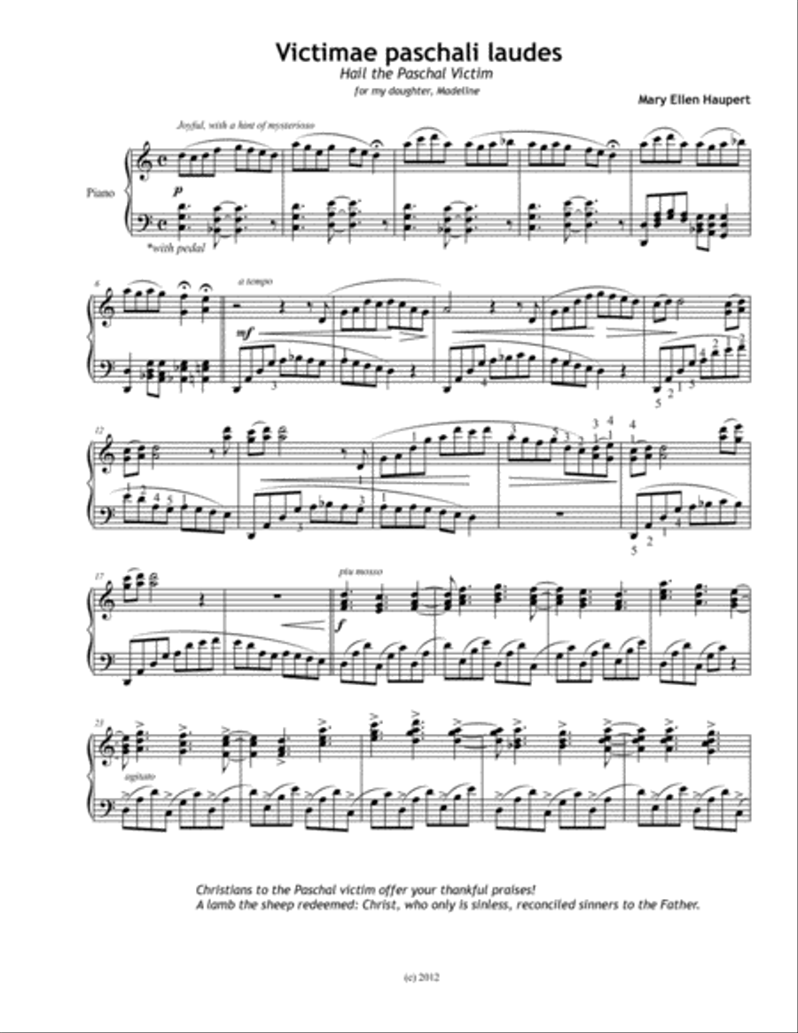 Victimae paschali laudes Piano Solo scores gallery preview page 1