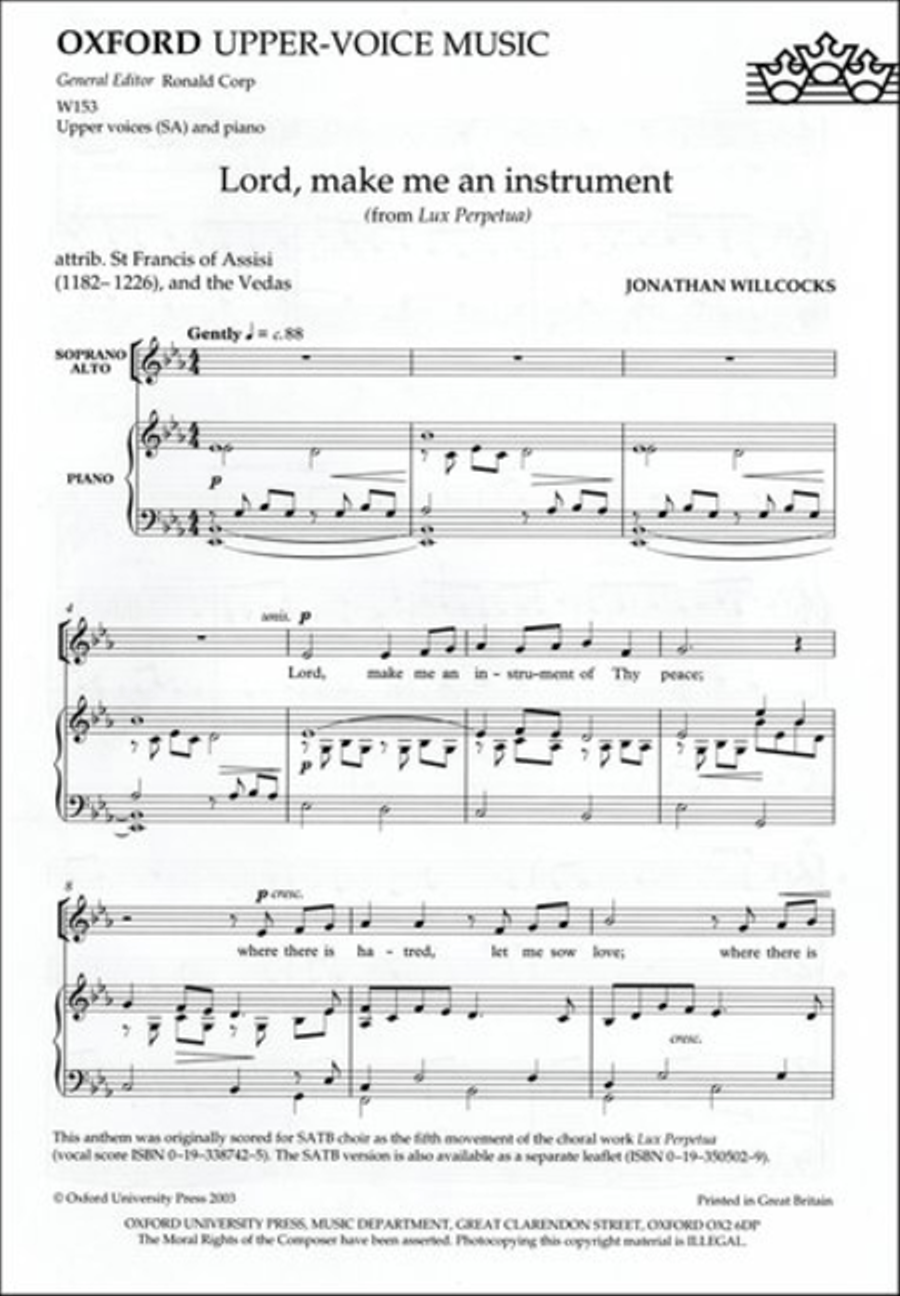 Lord, make me an instrument (from Lux Perpetua) SA scores gallery preview page 1