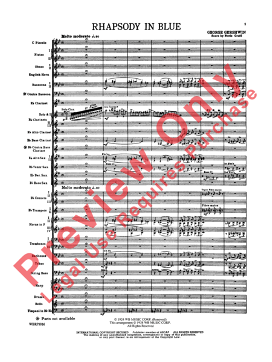 Rhapsody in Blue Concert Band scores gallery preview page 4