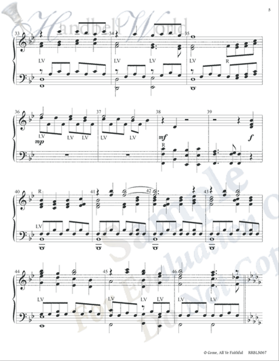 O Come, All Ye Faithful Handbell Choir scores gallery preview page 4