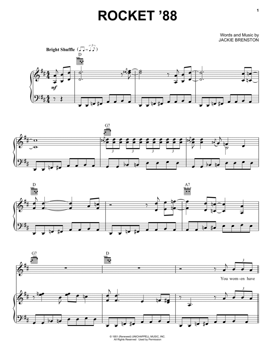 Rocket 88 Piano, Vocal, Guitar scores gallery preview page 1