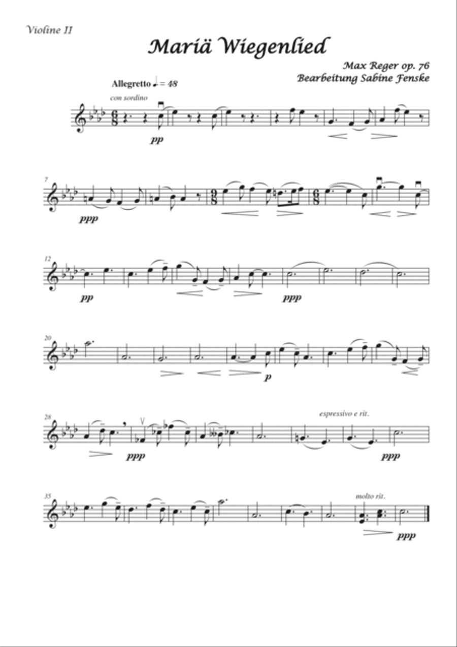 Mariae Wiegenlied (Maria’s Lullabye) String Orchestra scores gallery preview page 2