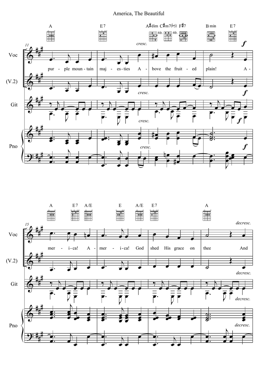 America, The Beautiful America, The Beautiful Alto Voice scores gallery preview page 2