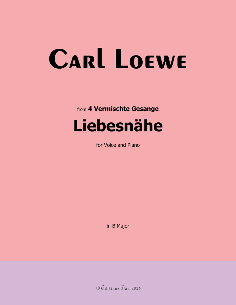 Liebesnahe, by Carl Loewe, in B Major Voice scores gallery preview page 1