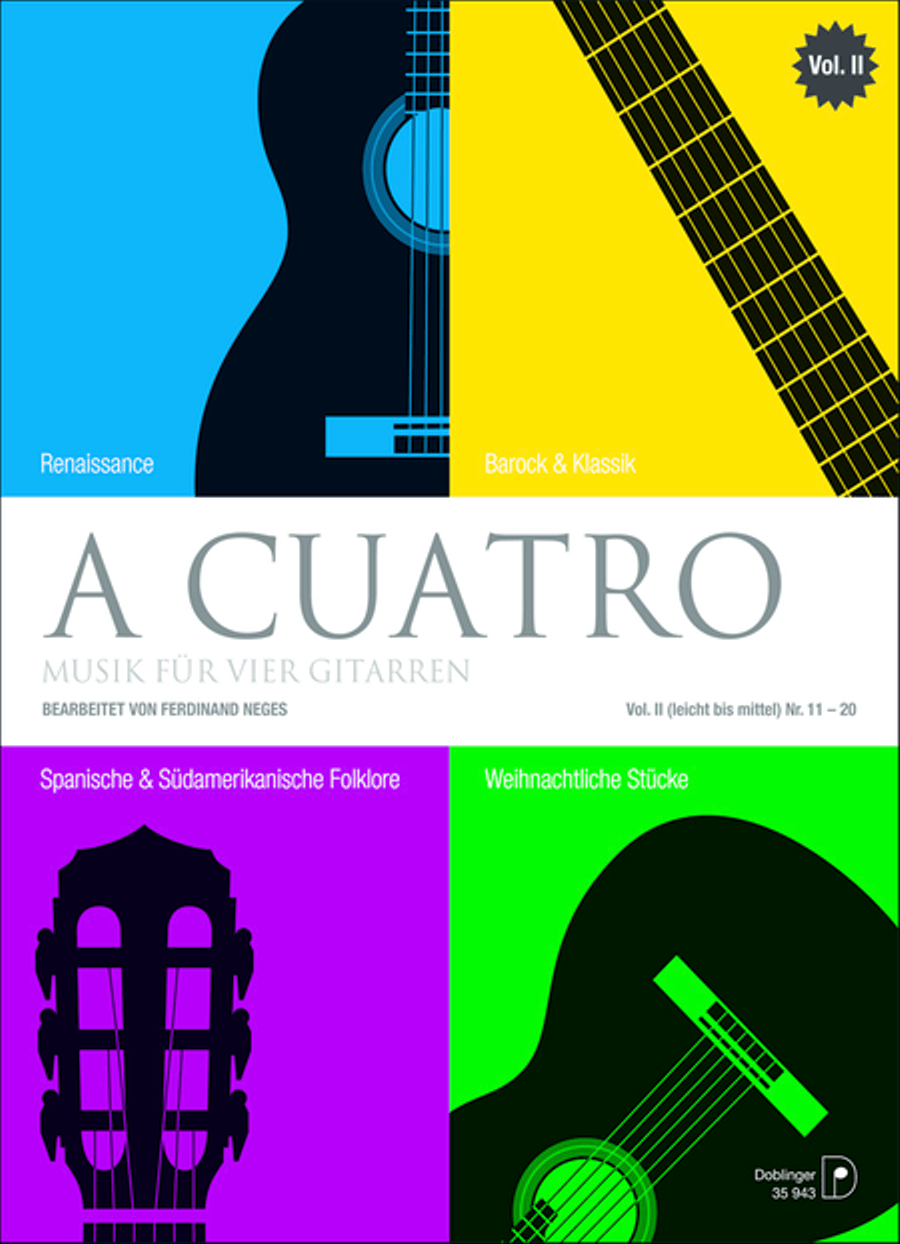 A cuatro - Musik fur 4 Gitarren Band 2 (leicht bis mittel) Nr. 11-20 Guitar Ensemble scores gallery preview page 1