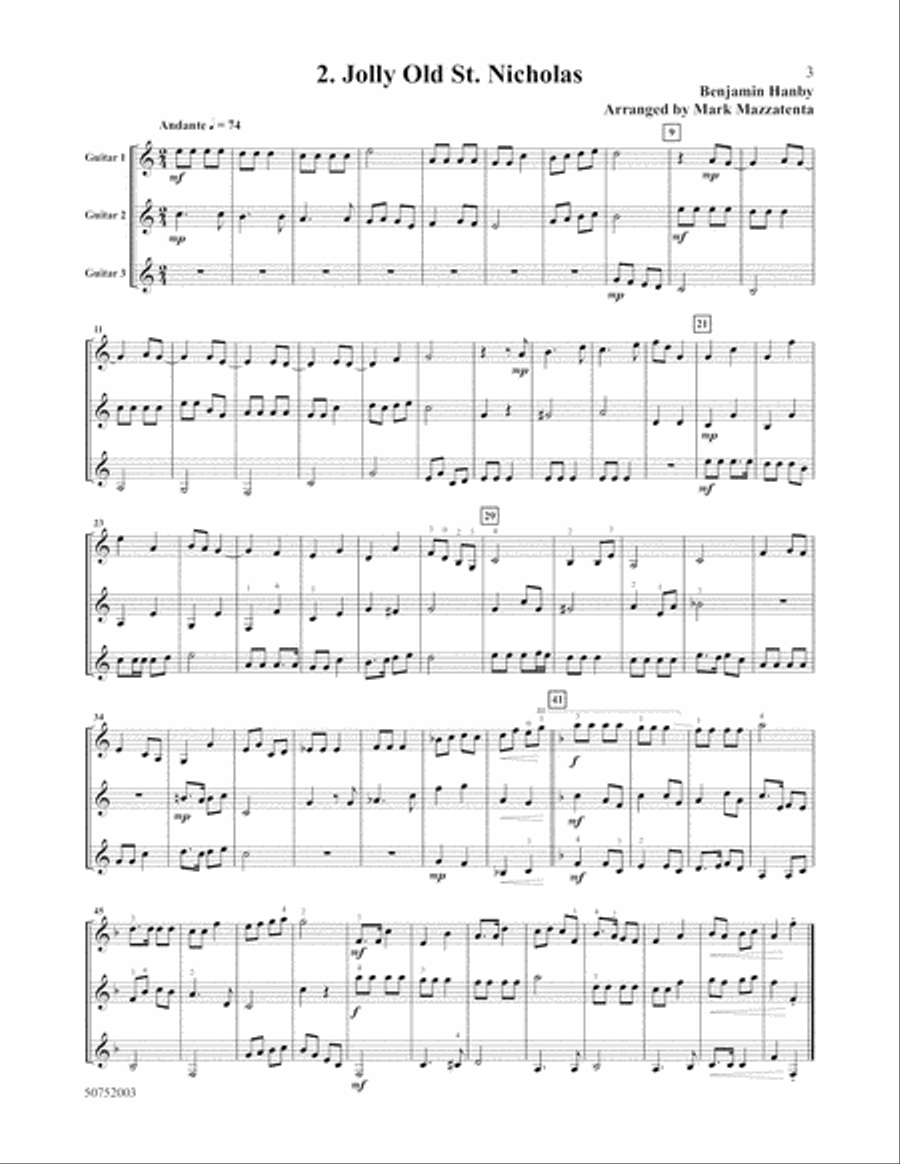 Ten Christmas Trios for Intermediate Guitarists Guitar Ensemble scores gallery preview page 3
