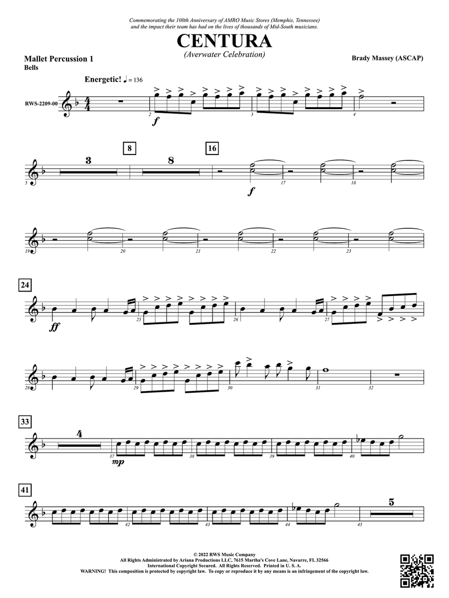 Centura - Averwater Celebration: 1st Mallet Percussion Percussion scores gallery preview page 1