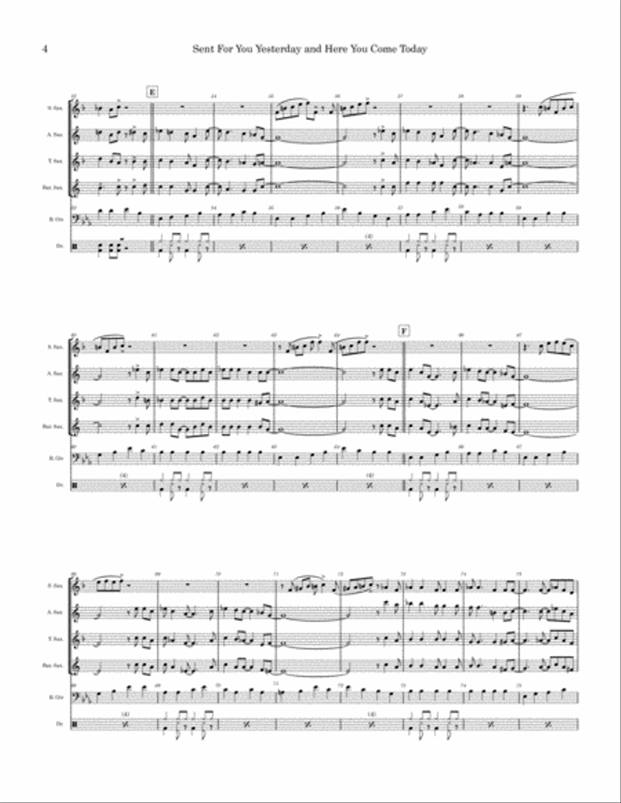 Sent For You Yesterday And Here You Come Today Saxophone Quartet scores gallery preview page 4