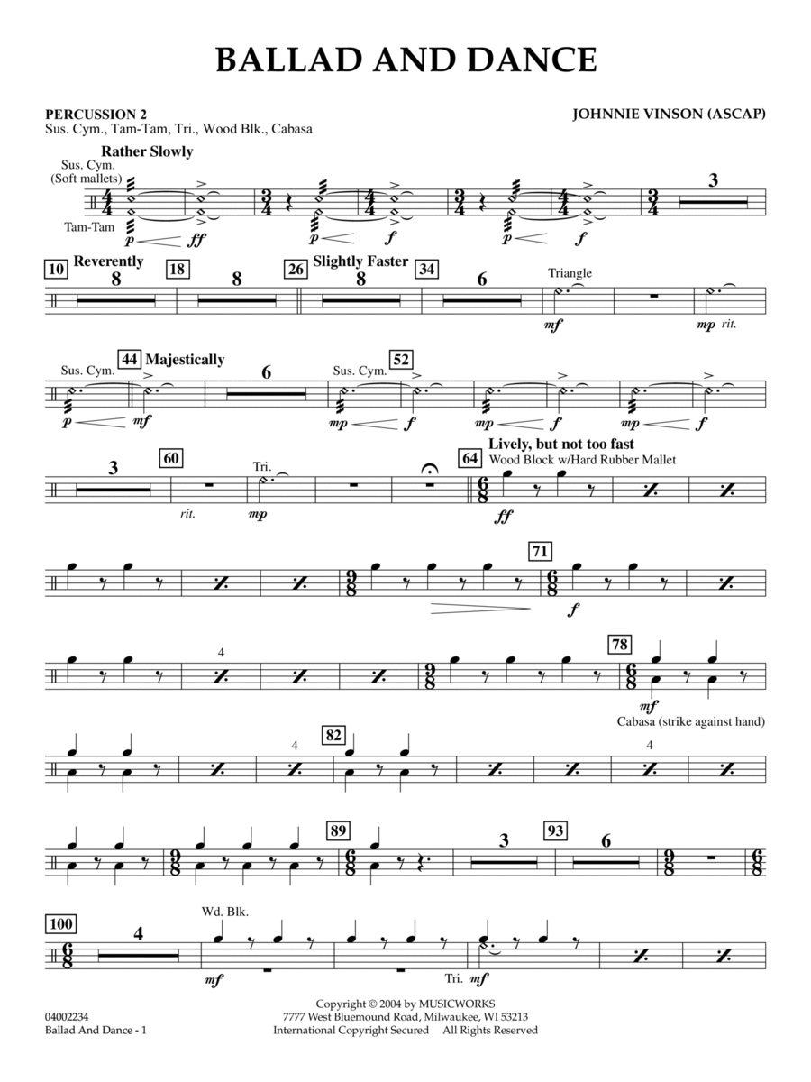 Ballad And Dance - Percussion 2 Concert Band scores gallery preview page 1