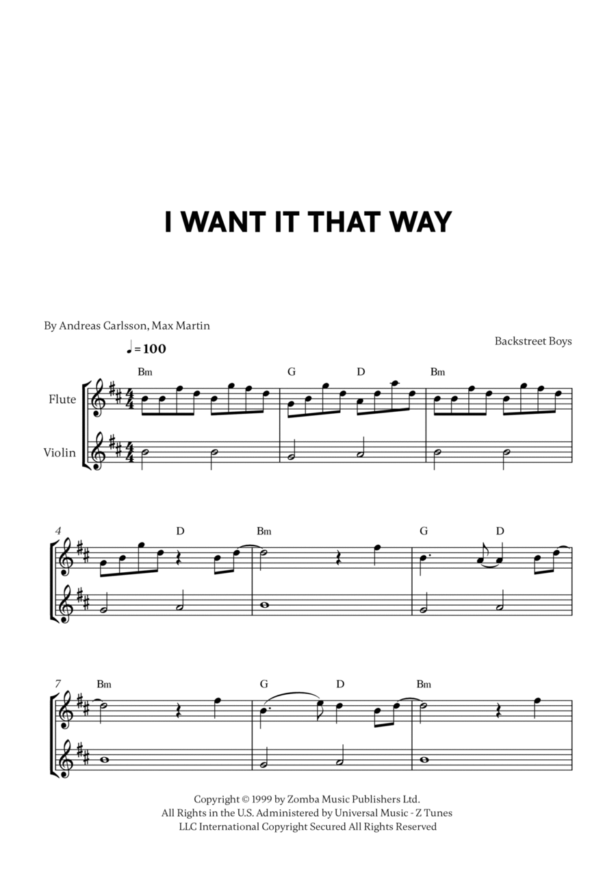 I Want It That Way I Want It That Way Flute scores gallery preview page 1