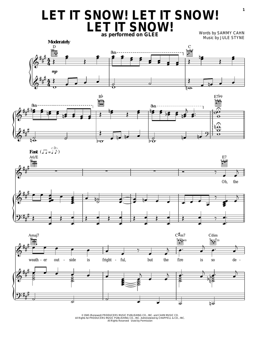 Let It Snow! Let It Snow! Let It Snow! Piano, Vocal, Guitar scores gallery preview page 1