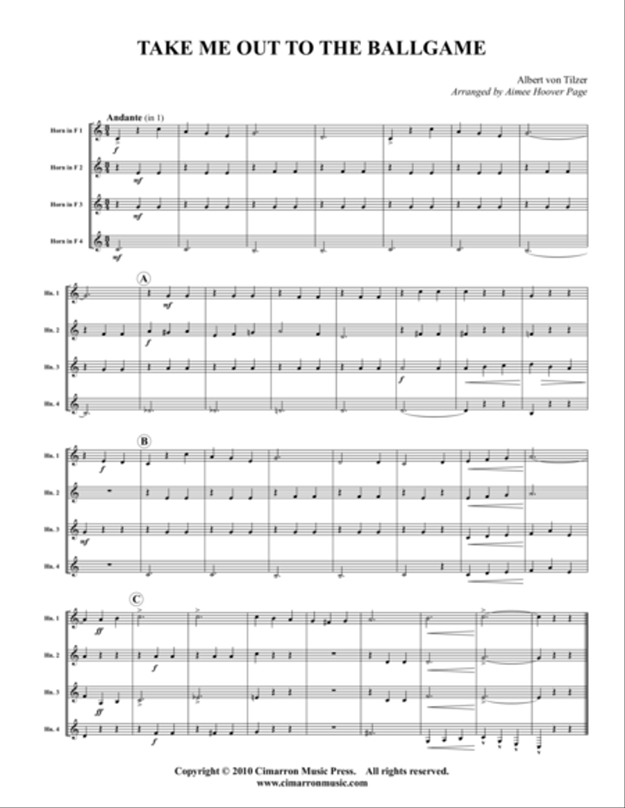 Take Me Out to the Ballgame Horn scores gallery preview page 1