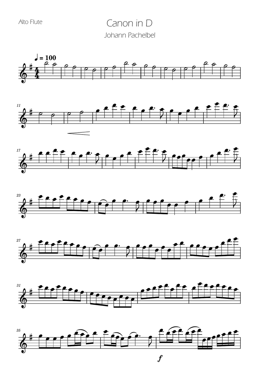 Canon in D - Alto Flute Solo