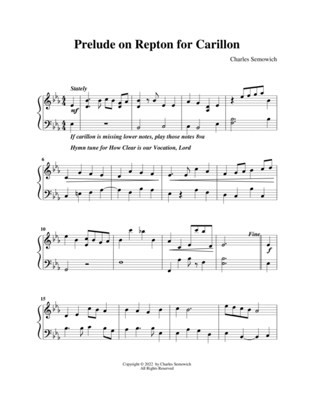 Prelude on Repton (How Clear is our Vocation )for Carillon